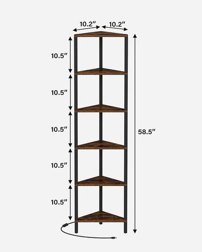 TUTOTAK Corner Shelf with LED Light, 6-Tier Corner Bookshelf - Image 2