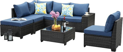 Jing's Villa 7-Piece Patio Furniture Set, All-Weather Outdoor Wicker Sectional - Image 9
