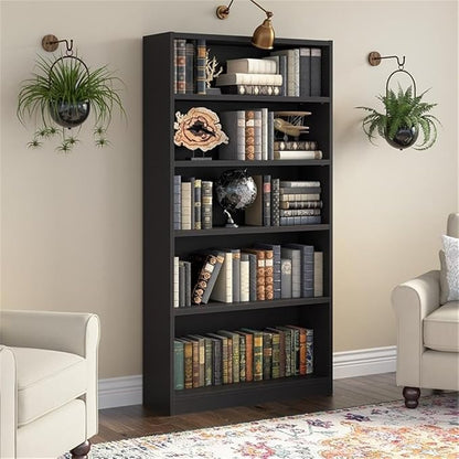 Bush Home Tall 5 Shelf Bookcase, 5 Tier Bookshelf Storage Cabinet - Image 2