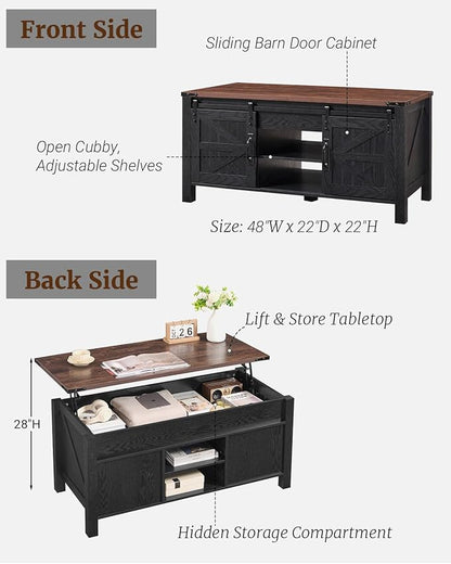 OKD 48" Farmhouse Lift Top Coffee Table - Image 2