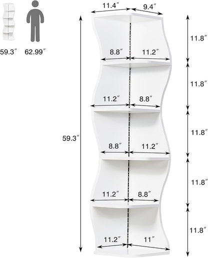 VECELO 6-Tier Compact Wave Corner Bookcase - Image 2