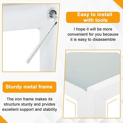 FDW | 5-Piece Dining Table Set | White | Glass Kitchen Table - Image 4