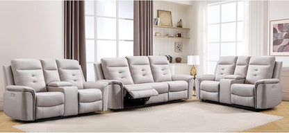 ANJ 3-Piece Faux Leather Power Recliner Sofa Set by ANJ