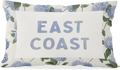 Coastal Decor, Hydrangea Floral East Coast Throw Pillow Lumbar Gifts by Unknown