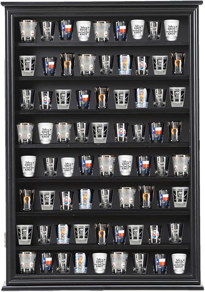 Shot Glass Storage Display Case Large Solid Wood Cabinet Rack Holder Wall by SNAIL