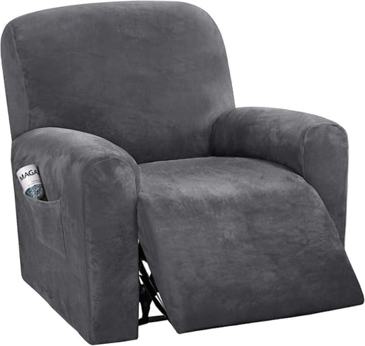 H.VERSAILTEX Velvet Stretch Recliner Couch Covers 4-Pieces Style Recliner Chair by HVERSAILTEX