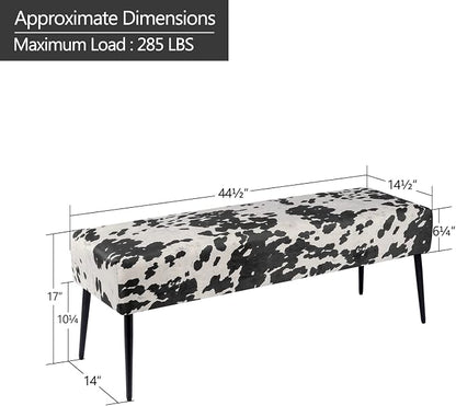 DUHOME Velvet Bench Ottoman, Upholstered Bedroom Benches Cow Print End of Bed - Image 3