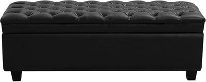 WUTUTUEE 50" Faux Leather Storage Ottoman Bench, End of Bed Upholstered by WUTUTUEE