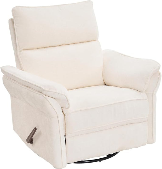 Rocking Chair Nursery with Adjustable Headrest, Manual Swivel Rocker Recliner by Rhevoy