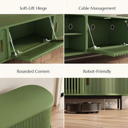 POVISON Fully-Assembled Modern Green TV Stand - Image 4