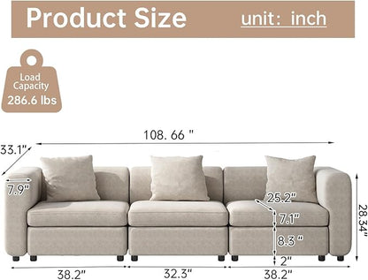 Guyii Modern 108.66" Long Oversized 3-Seat Velvet Convertible Sectional Sofa - Image 2