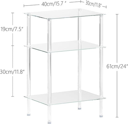 Tempered Glass Side Tables Set of 2 Acrylic End Table - Image 3