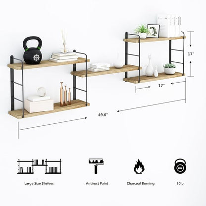 MXCSE Wall Shelves, Wall Mounted Floating Bookshelves, DIY Wood Hanging Shelves - Image 3