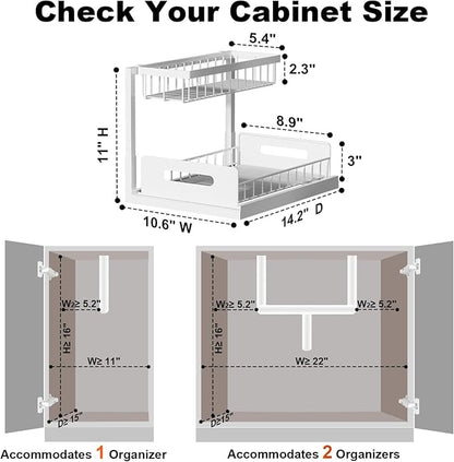 REALINN Under Sink Organizer, Pull Out Cabinet Organizer, 2 Tier Metal Slide - Image 2