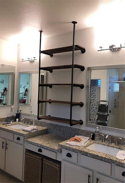 Industrial Wall Mount Iron Pipe Shelf Shelves Shelving Bracket Black Vintage - Image 6