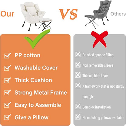 Lazy Chair with Ottoman, Large Accent Chair with Ottoman and a Throw Pillow - Image 8