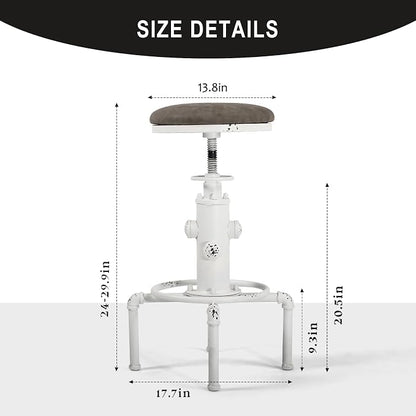 Topower Antique Vintage Industrial Barstool PU Leather Water Pipe Fire Hydrant - Image 2