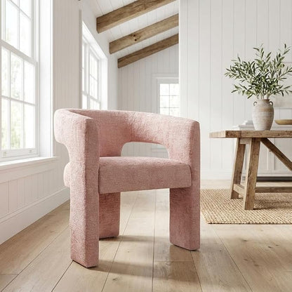 Jofran Gwen Jacquard Upholstered Accent Chair, Modern Luxury Plush Sculptural - Image 2