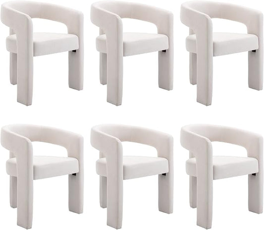 BESTANO Set of 6 Modern Linen Fabric Upholstered Dining Chairs by BESTANO