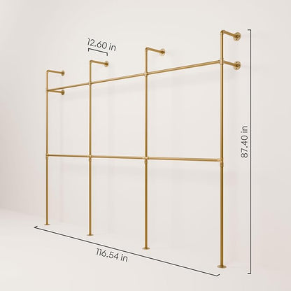 pamo Industrial Pipe Clothing Rack Gold - Image 2