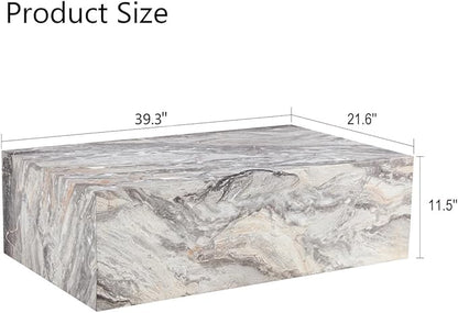 Coffee Table, Modern Faux Marble Living Room Table in Grey - Image 2