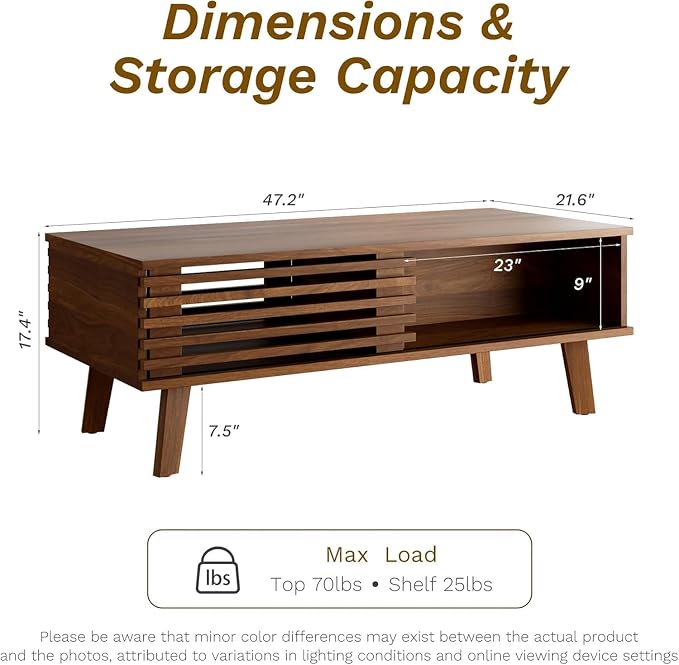 MAISONARIA Living Room Table Sets of 4, Mid Century Coffee Table & TV Stand & - Image 4