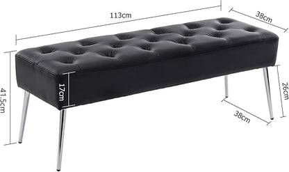 DUHOME Button-Tufted Ottoman Bench, Upholstered Bedroom Benches Footrest Stool - Image 3