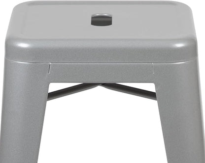 Flash Furniture Lily 24" High Metal Counter-Height, Indoor Bar Stool in Silver - Image 6