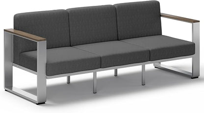 Outdoor Aluminum 3-Seat Sofa, Modern Patio Patio Furniture by ComfCove