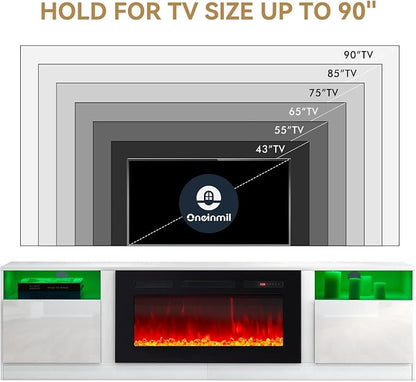 oneinmil 80” TV Stand with 36” Electric Fireplace, Large Modern Media - Image 8