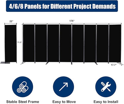 Room Divider 6FT Portable Room Dividers and Folding Privacy Screens, 8 Panel - Image 6