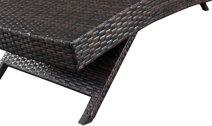 PE Rattan Adjustable Backrest Chaise Lounge Set 3 - Image 7