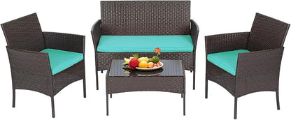 FDW Patio Furniture Set PE Rattan Patio Set Wicker Outdoor Furniture Bistro Set by FDW