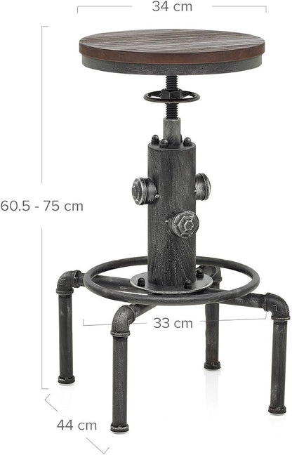 Topower Antique Vintage Industrial Barstool Solid Wood Water Pipe Fire Hydrant - Image 9