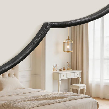 Besdomus Oversized Scalloped Black Mirror: 54"x34" Modern Minimalist Wood Frame - Image 5