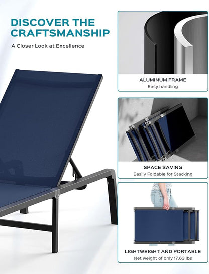 Ciokea Aluminum Foldable Lounge Chairs Set of 2 - Image 4