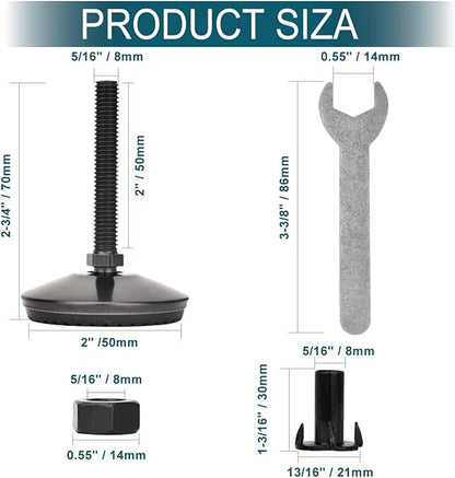 8 Set M8 Leveling Feet with 4-Pronged T Nut, Adjustable Leg Levelers Heavy Duty - Image 4