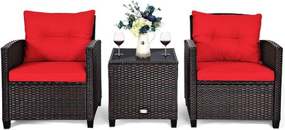 Tangkula 3 Pieces Patio Furniture Set, PE Rattan Wicker 3 Pcs Outdoor Sofa Set - Image 9