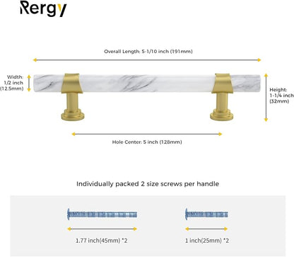 Rergy Cabinet Handles Marble Drawer Pulls and Knobs, T-Bar Hardware - Image 2