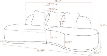 Pasargad Home Simona Collection Curved Sofa - Image 3