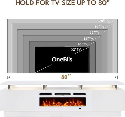 80" Entertainment Center & TV Stand, Modern Media Console - Image 7