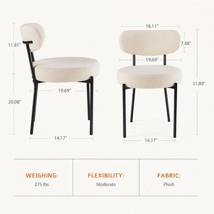 Sweetcrispy Dining Chairs Set of 4, Boucle Upholstered Modern Mid Century Round - Image 2