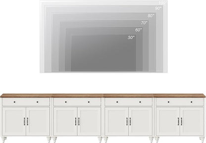 WAMAPT Buffet Cabinet with 8 Doors and 4 Drawers, Large Coffee Bar Table Wood - Image 6