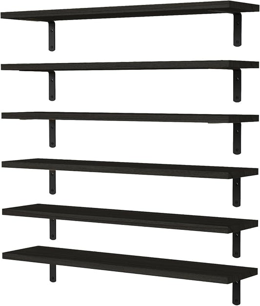 WOPITUES Wood Floating Shelves Set of 6, 24 inch Long Floating Shelves by WOPITUESOfficial