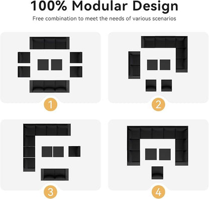 Aoxun Patio Furniture Set, Widen Armrests Wicker Outdoor Sectional - Image 9