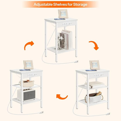 HOOBRO Side Table with Charging Station and USB Port, Small End Table - Image 7