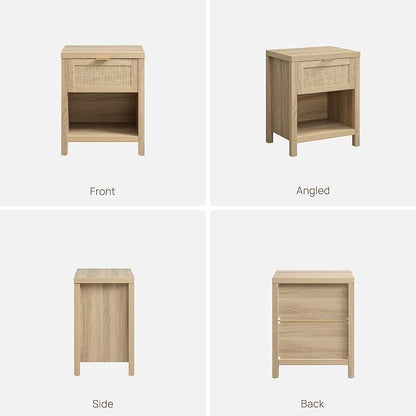 SICOTAS Rattan Nightstands Set of 2, Farmhouse Night Stand Bedside Table - Image 8
