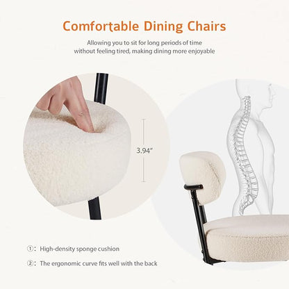 Sweetcrispy Dining Chairs Set of 4, Boucle Upholstered Modern Mid Century Round - Image 4