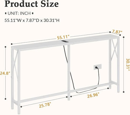 Gewudraw Console Table with Oulets and USB Ports, 55.1" Sofa Table Behind Couch - Image 3