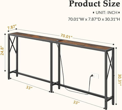 Gewudraw 70 in Skinny Sofa Table Behind Couch, Console Table - Image 3